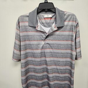 Grand Slam Men's Polo Shirt in Gray and Red Stripes